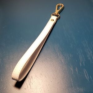 White leather wrist strap for clutch or purse